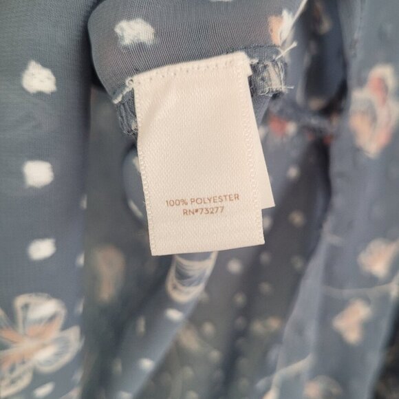 Lauren Conrad Blue Floral Swiss Dot 3/4 Sleeve Blouse Size XS - Picture 10 of 10
